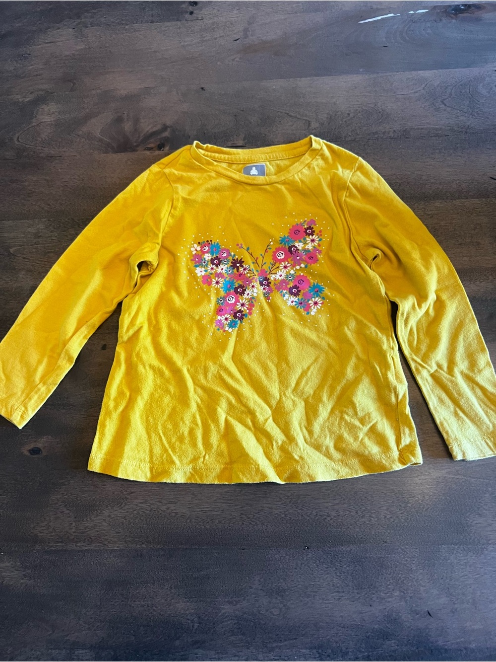 GAP Girls Mustard Floral Butterfly Long Sleeve Top 4T